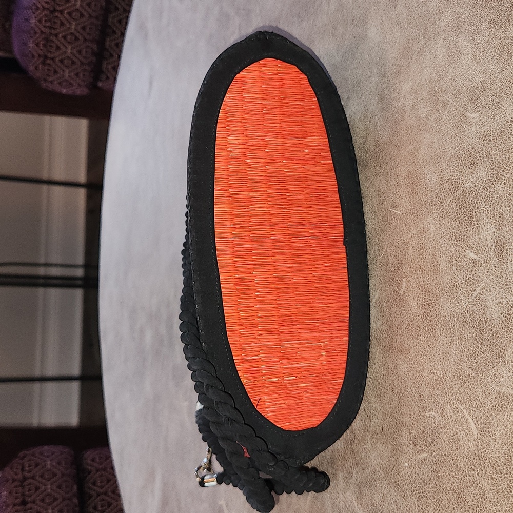 Orange Straw Structured Purse - image 5